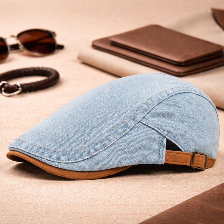 Men's flat cap | Retro denim newsboy cap