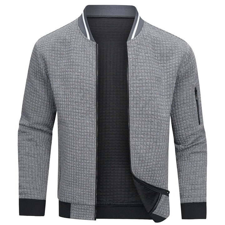 Structured Quilted Diamond Cardigan with Full-Length Zip - Mitchell