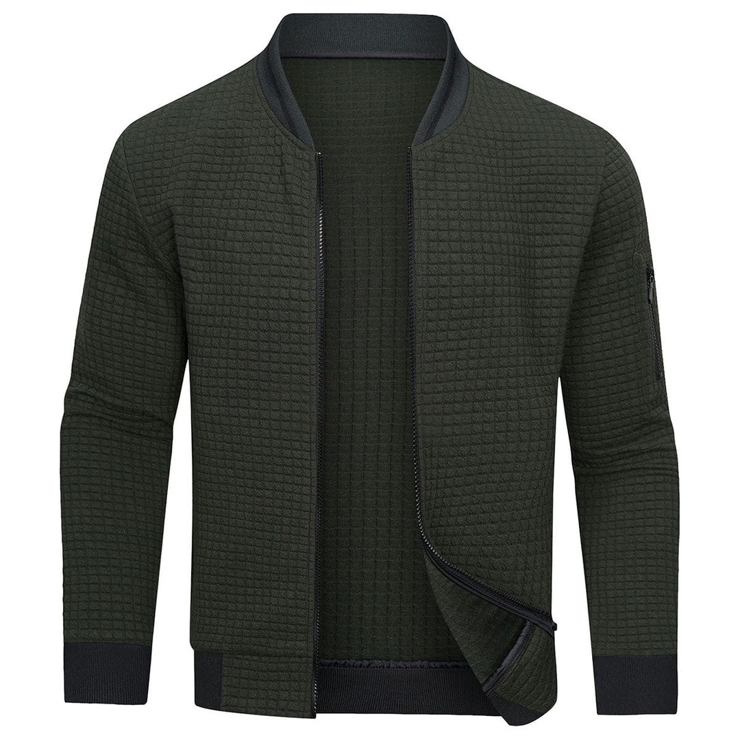 Structured Quilted Diamond Cardigan with Full-Length Zip - Mitchell