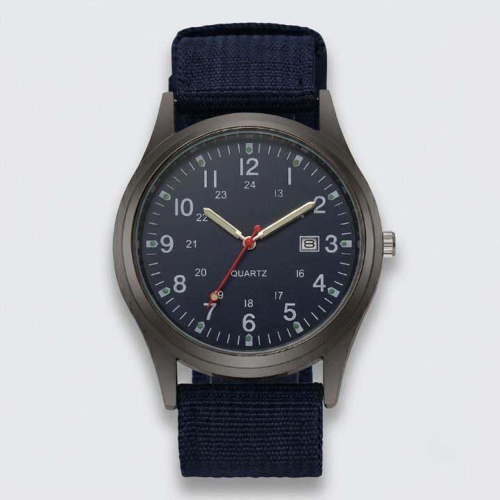 Military Watch with Nylon Strap – Water-Resistant, Shockproof, Luminous Hands