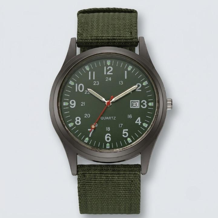 Military watch with nylon strap – waterproof, shockproof, with luminous hands