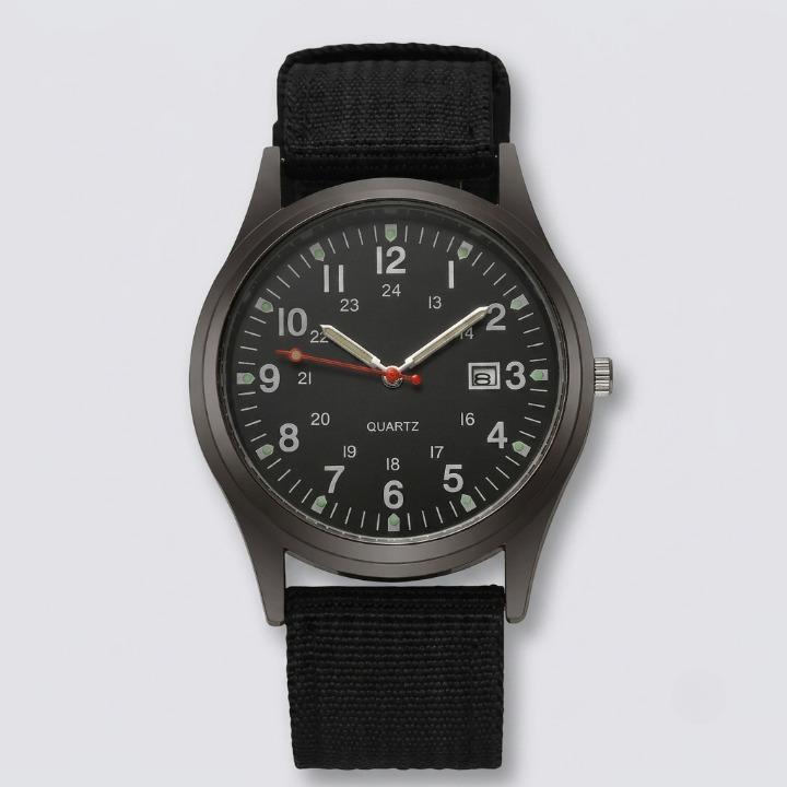 Military Watch with Nylon Strap – Water-Resistant, Shockproof, Luminous Hands