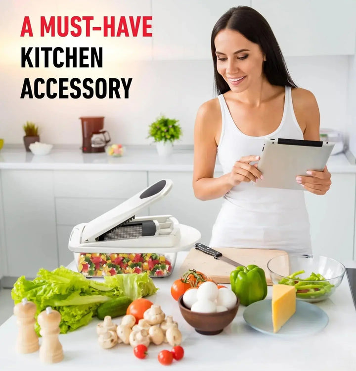 Vegetable Chopper | Dice, Slice and Grate | Collection Container & Safety Holder