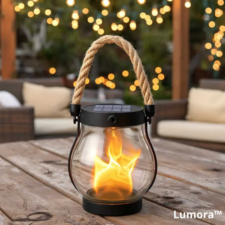 Outdoor Solar Lantern with Flickering Flame Effect