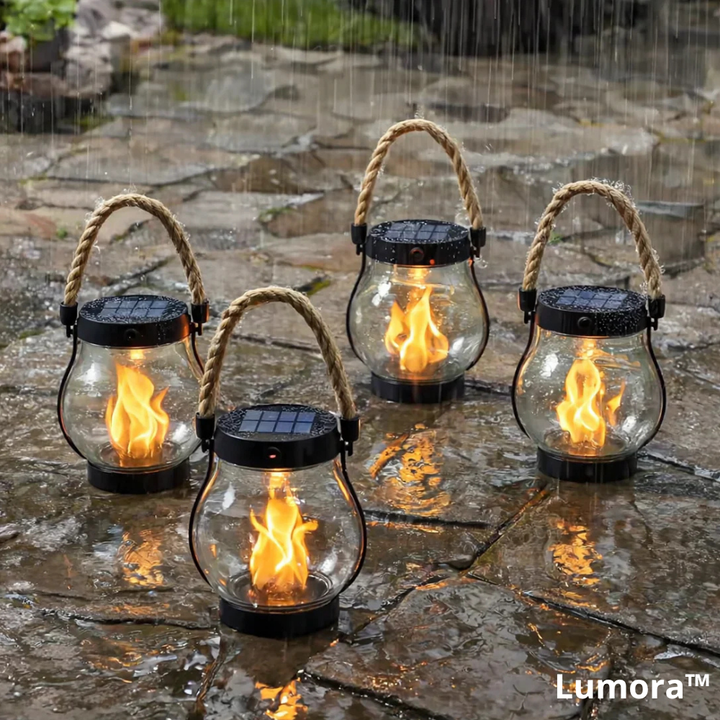 Outdoor Solar Lantern with Flickering Flame Effect