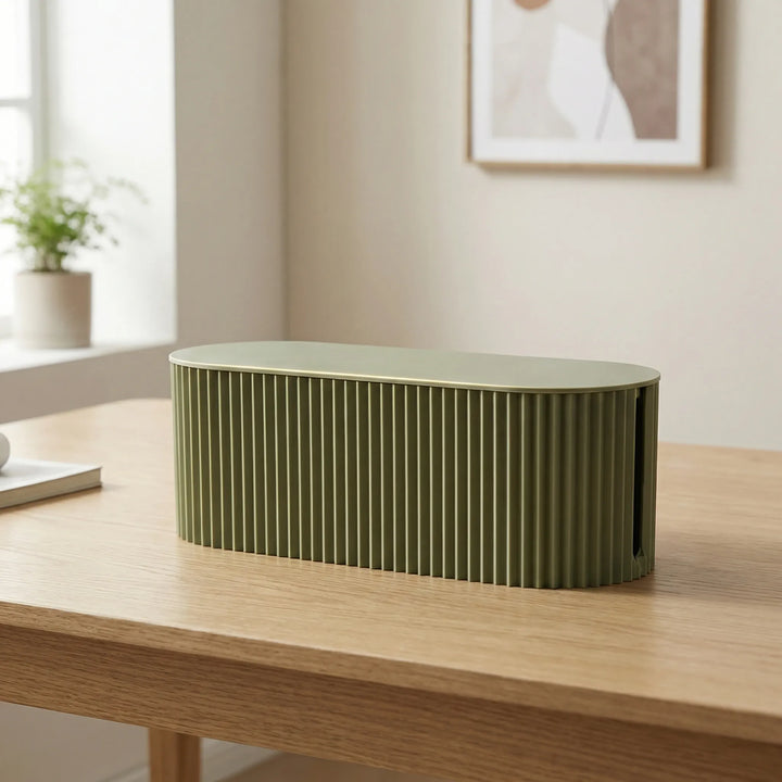 Ribbed Cable Management Box with Flat Top Shelf - Tidlux