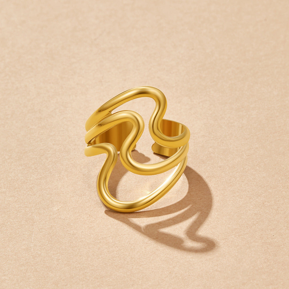 Gold Waves Wrap Ring
