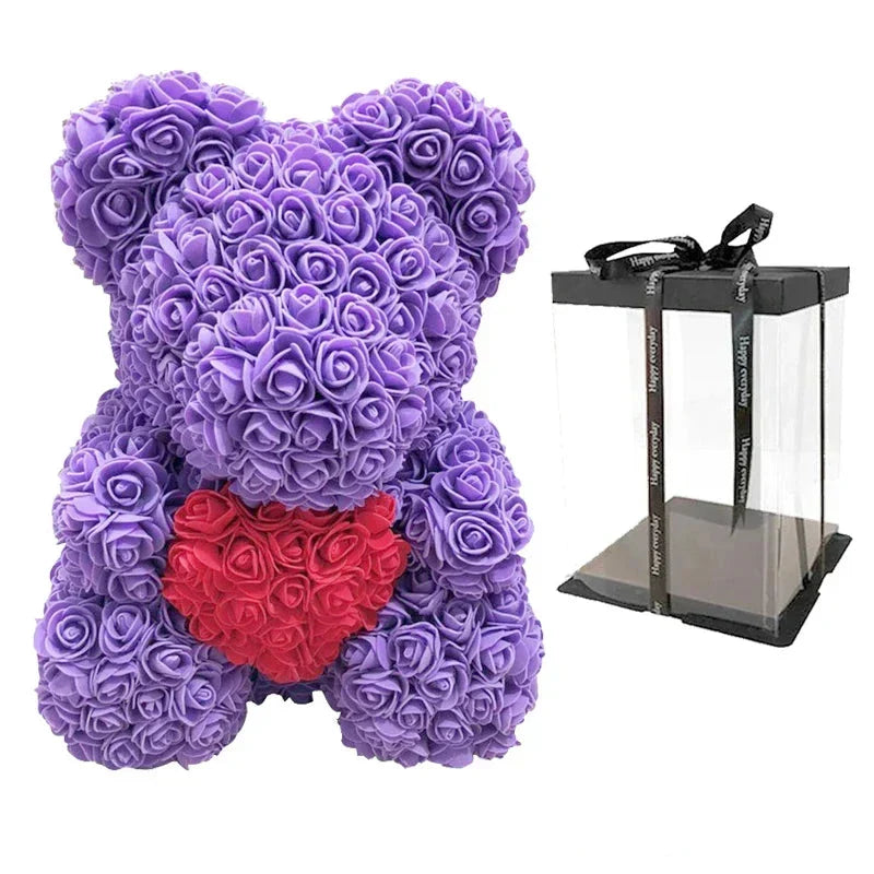 VivaBloom Romantic Rose Bear | Elegant Handmade Rose Bear for Loving Moments