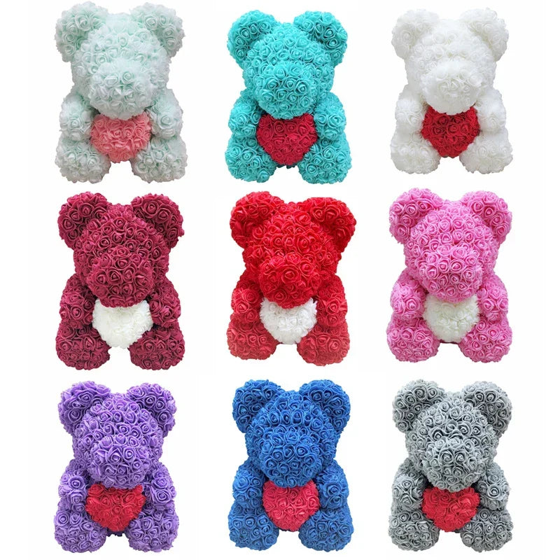 VivaBloom Romantic Rose Bear | Elegant Handmade Rose Bear for Loving Moments