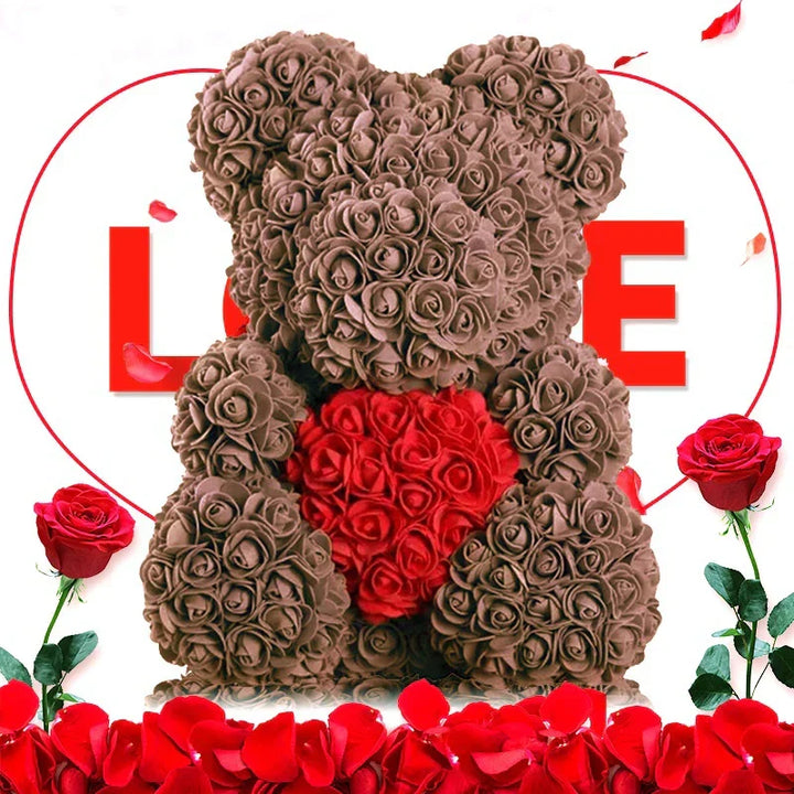VivaBloom Romantic Rose Bear | Elegant Handmade Rose Bear for Loving Moments