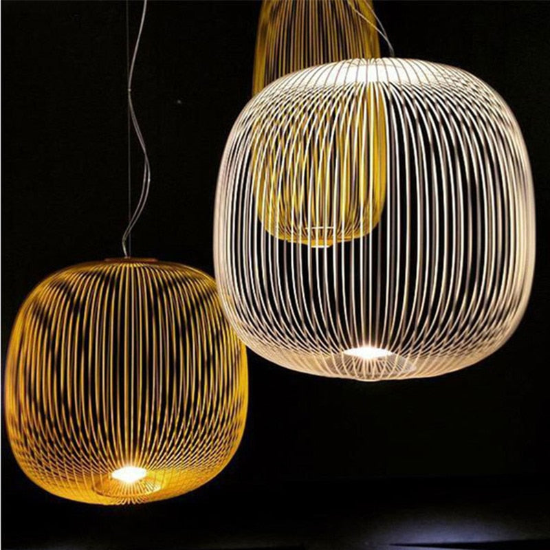 Iron Pendant Light with Spoke Pattern, 35 cm Width, 135 cm Drop