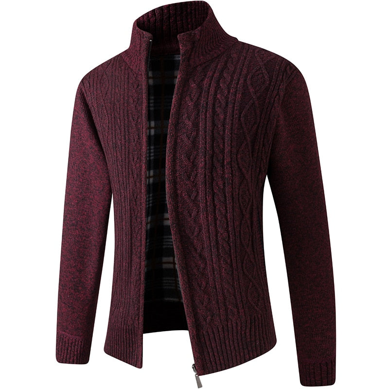 Lined Zip-Up Knitted Cardigan for Men - Victor