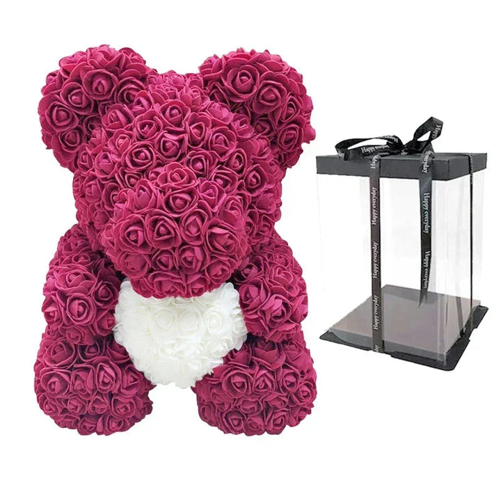 VivaBloom Romantic Rose Bear | Elegant Handmade Rose Bear for Loving Moments