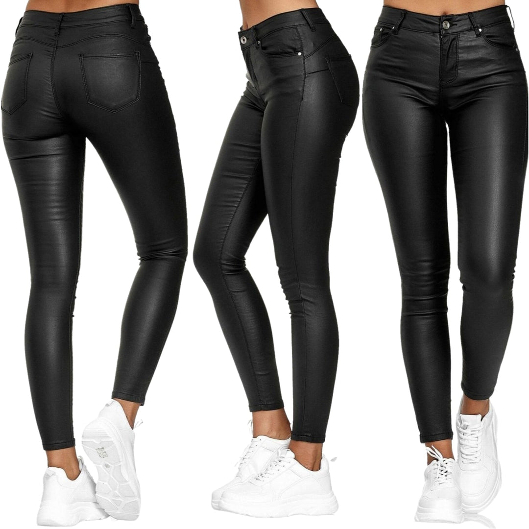 High-Waisted Stretch Leather Trousers – Raffaela