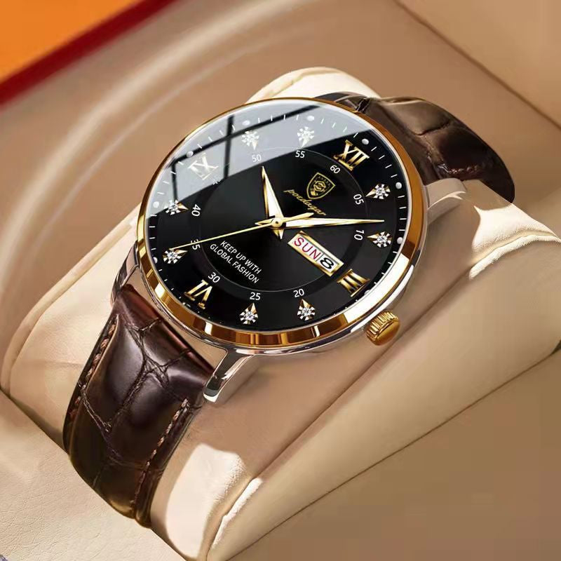Men's Waterproof Luminous Wristwatch – Classic Stainless Steel Design with Luminous Display