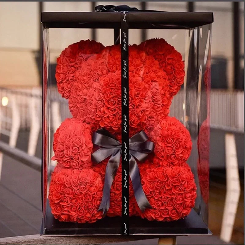 VivaBloom Romantic Rose Bear | Elegant Handmade Rose Bear for Loving Moments