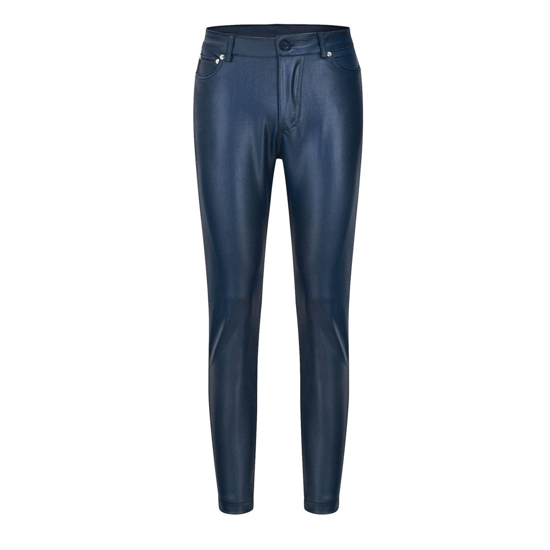 High-Waisted Stretch Leather Trousers – Raffaela