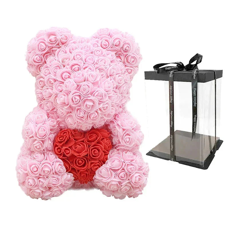 VivaBloom Romantic Rose Bear | Elegant Handmade Rose Bear for Loving Moments