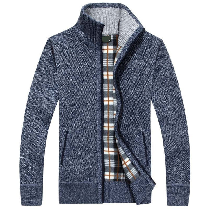 Lined Zip-Up Knitted Cardigan for Men - Victor