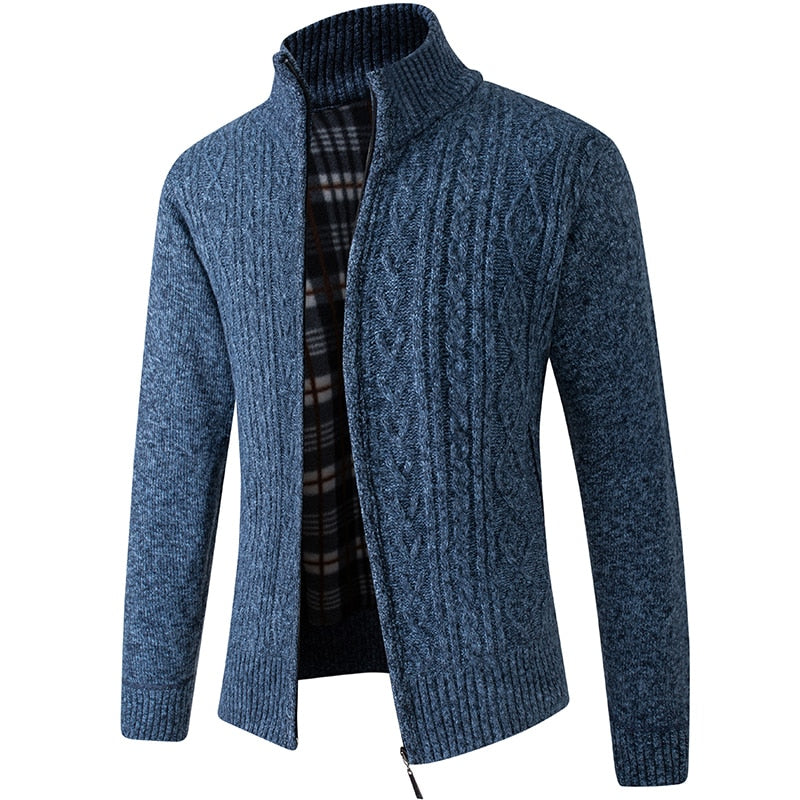 Lined Zip-Up Knitted Cardigan for Men - Victor