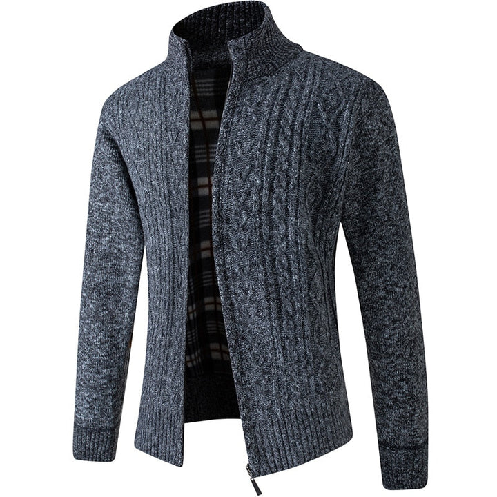 Lined Zip-Up Knitted Cardigan for Men - Victor