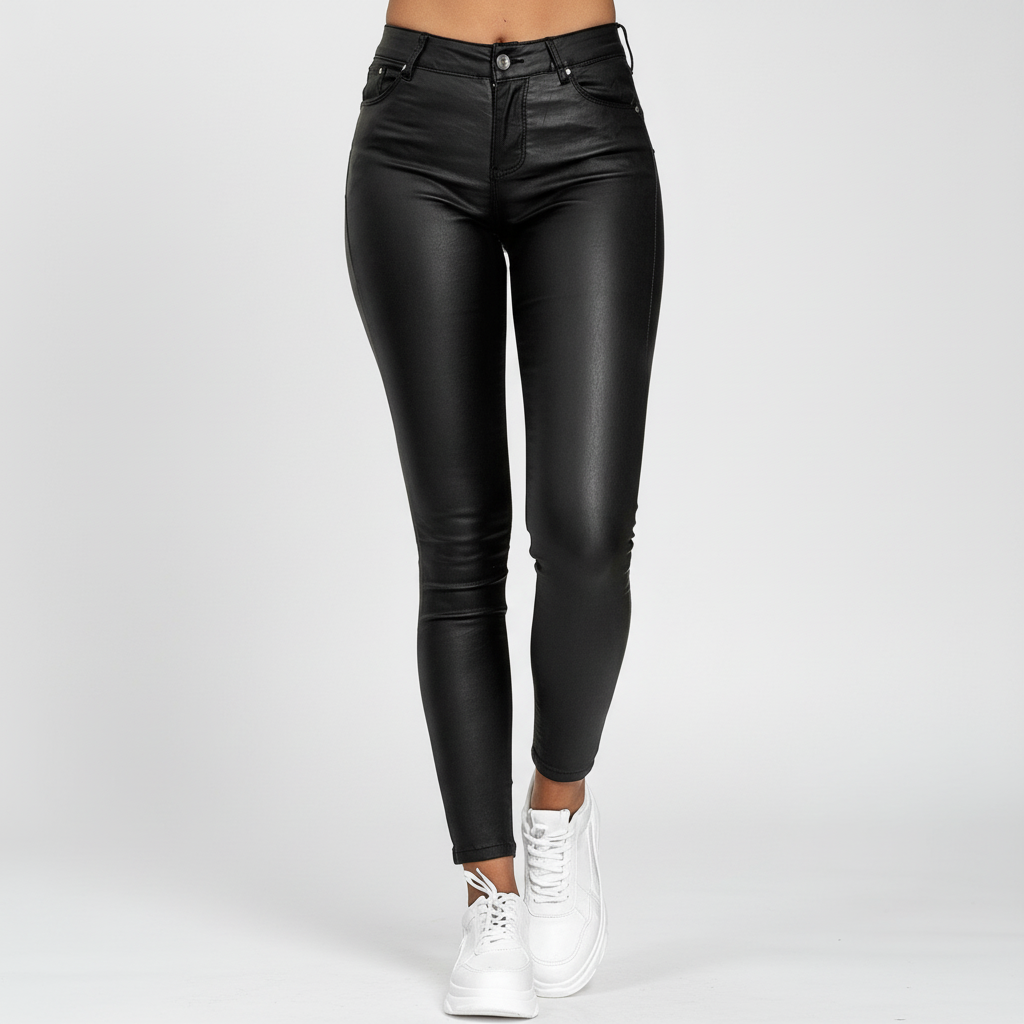 High-Waisted Leather Trousers - Emilia