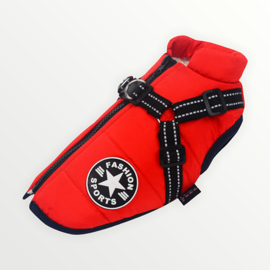 Reflective Windproof and Water-Repellent Dog Jacket with Built-In Harness