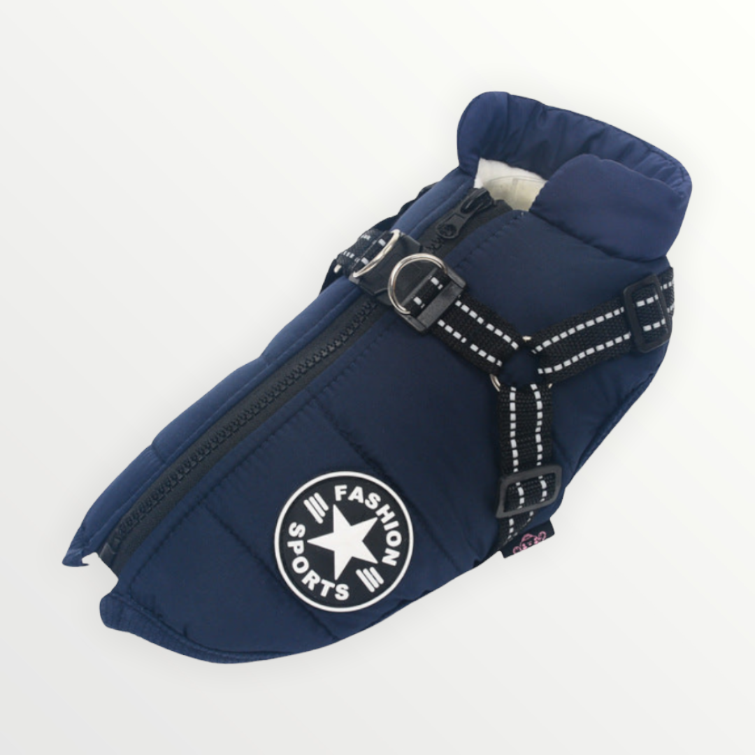 Reflective Windproof and Water-Repellent Dog Jacket with Built-In Harness