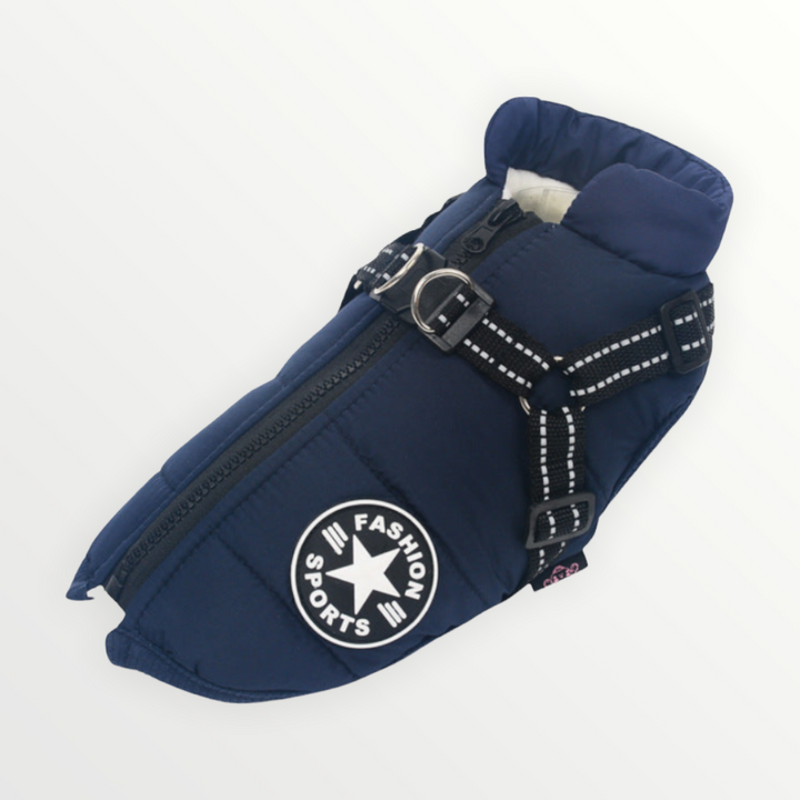 Reflective Windproof and Water-Repellent Dog Jacket with Built-In Harness