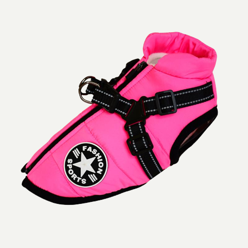 Reflective Windproof and Water-Repellent Dog Jacket with Built-In Harness