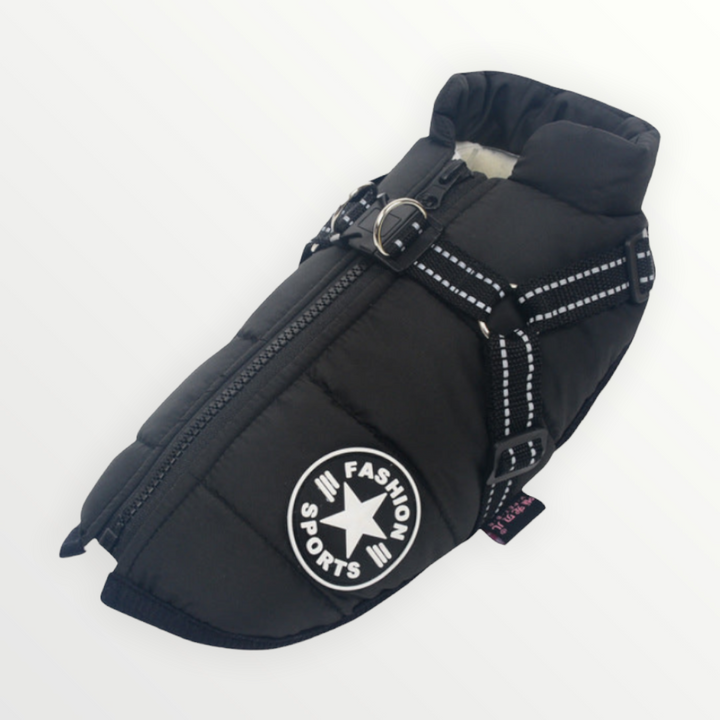 Reflective Windproof and Water-Repellent Dog Jacket with Built-In Harness