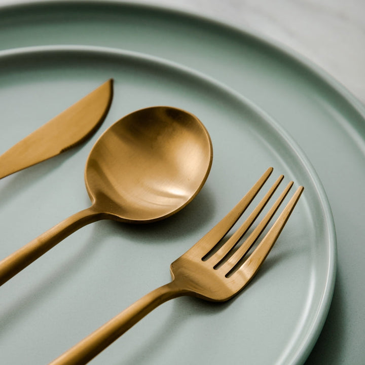 Luxe Stainless Steel Cutlery Set – Gold Design | 24 Pieces / 48 Pieces