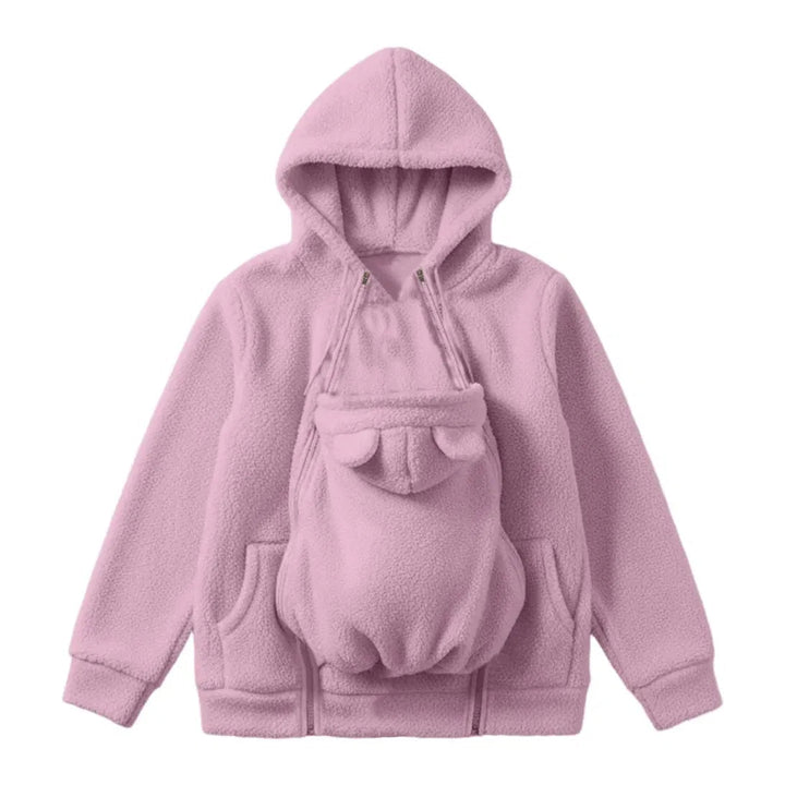 Cosy fleece baby-carrying hoodie with front pouch