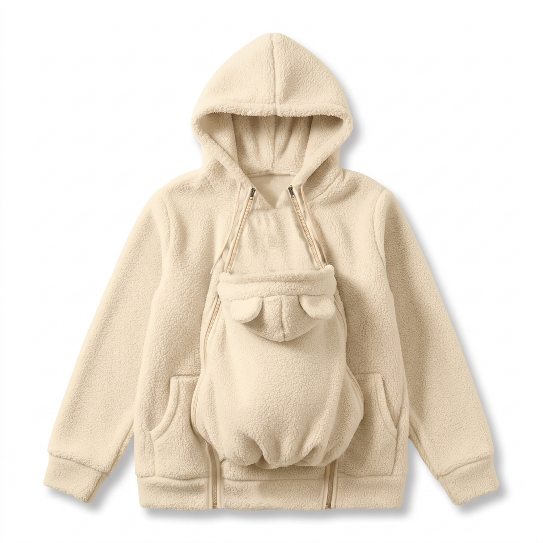 Cosy fleece baby-carrying hoodie with front pouch