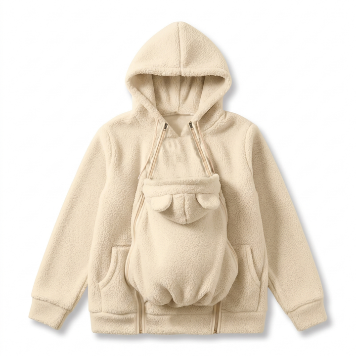 Cosy fleece baby-carrying hoodie with front pouch