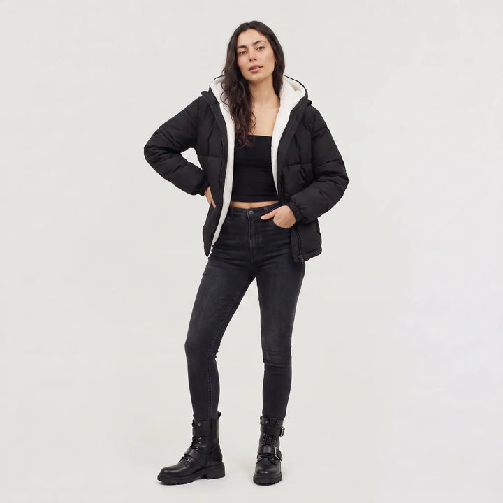 Women's Winter Coat with Hood and Fleece Lining