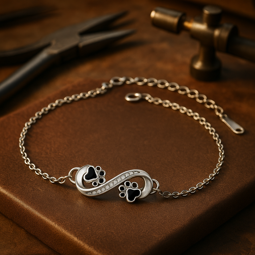 Infinity Symbol Pendant Pet Paw Bracelet with Zirconia