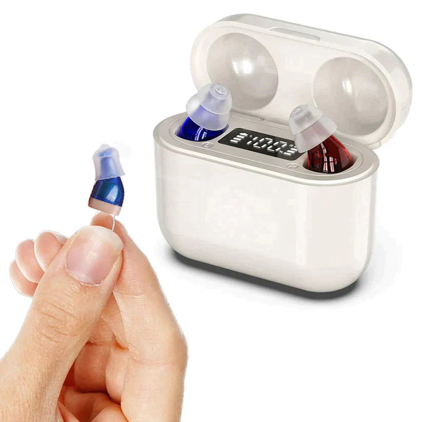 Rechargeable Invisible Hearing Aids | Sound Amplifier Set with Noise Reduction