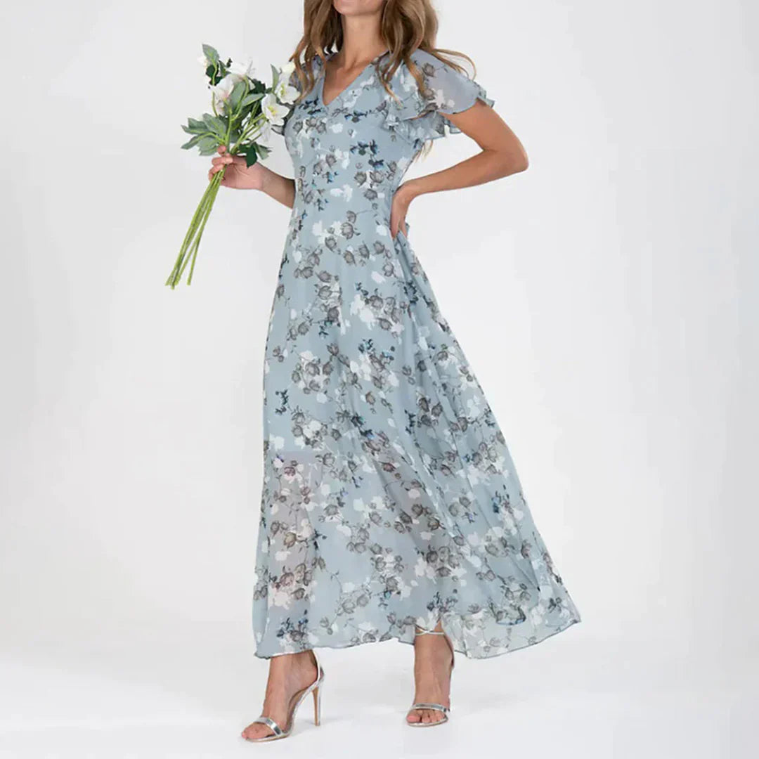 Vintage Floral Print Maxi Dress for Women
