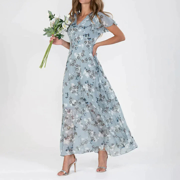 Vintage Floral Print Maxi Dress for Women