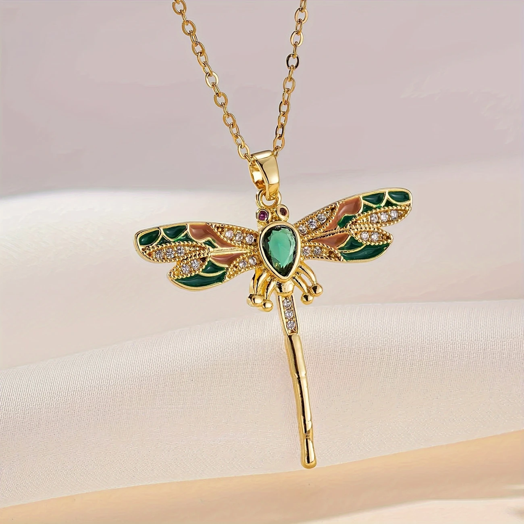 Dancing Dragonfly Gold Dreams Necklace