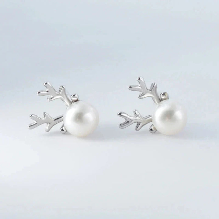 Deer Pearl Stud Earrings