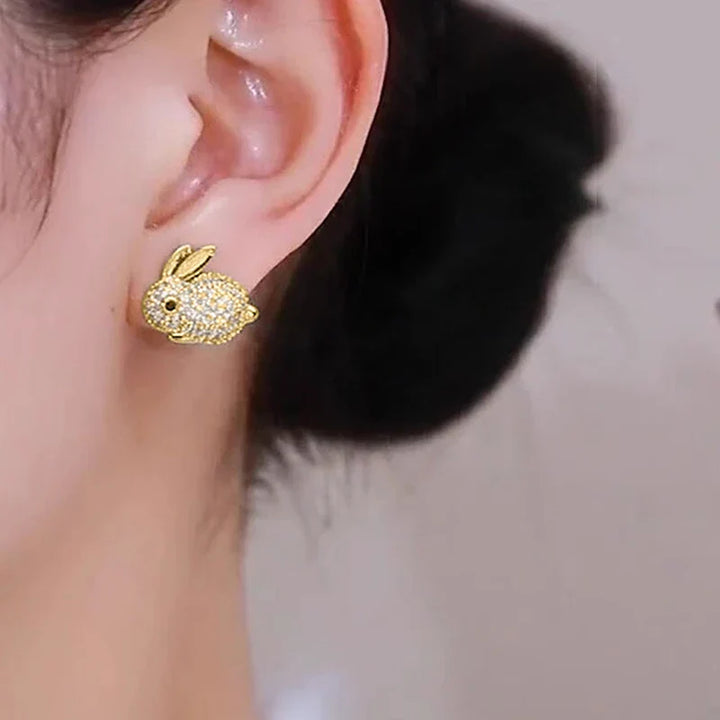 Cute Bunny Crystal Stud Earrings