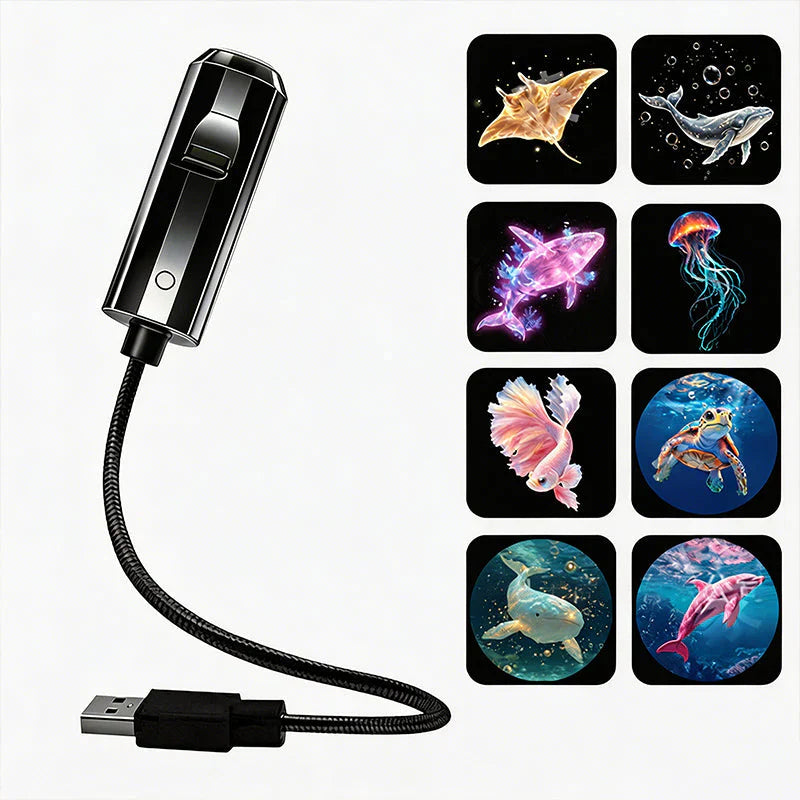 Star Projector Night Light with 10 Interchangeable Slides, USB Powered