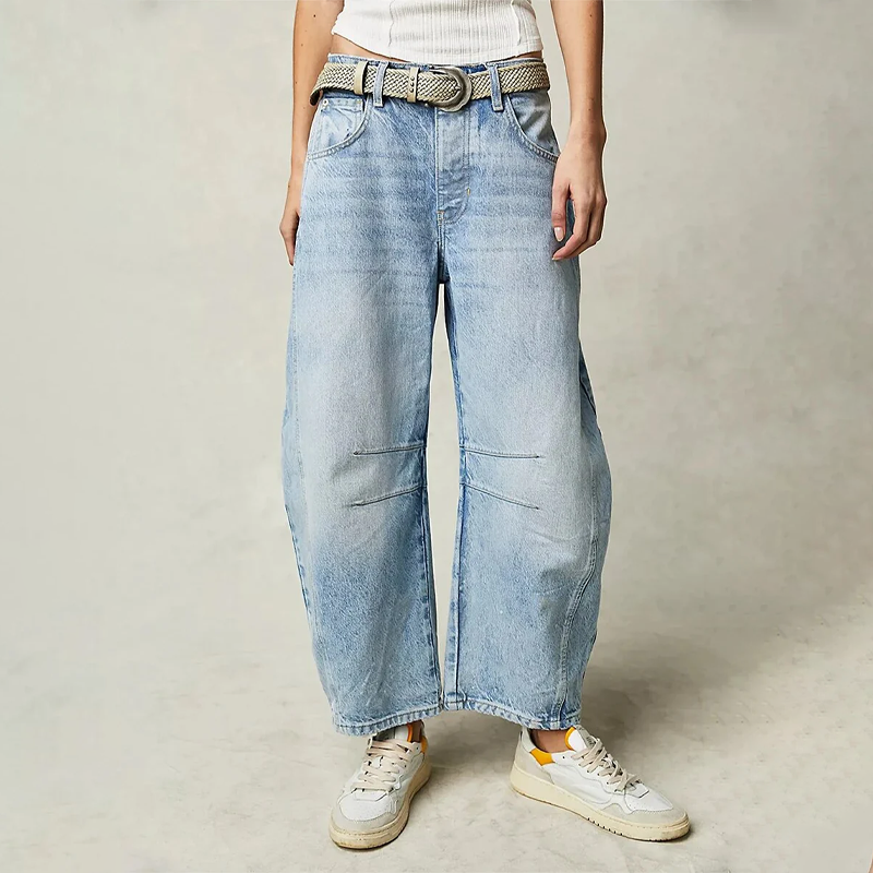 Women's casual wide-leg jeans – comfortable stretch denim, casual trousers for everyday wear