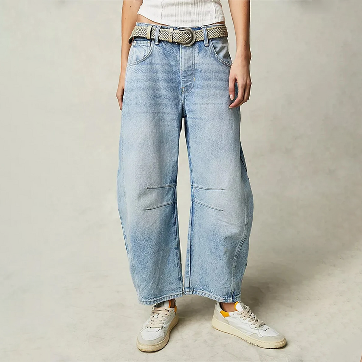 Women's casual wide-leg jeans – comfortable stretch denim, casual trousers for everyday wear