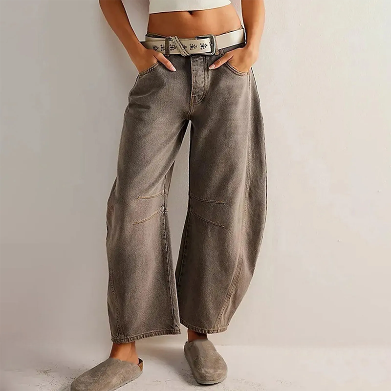 Women's casual wide-leg jeans – comfortable stretch denim, casual trousers for everyday wear