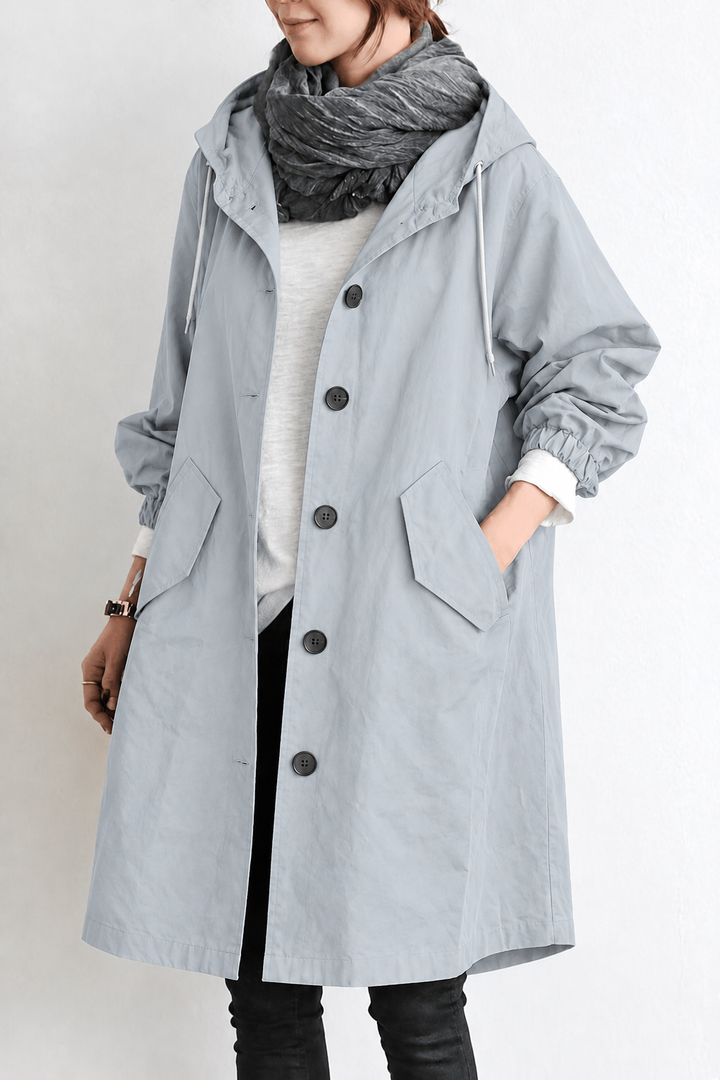 Women's Waterproof Rain Trench Coat with Hood – Lightweight Coat for Spring and Autumn