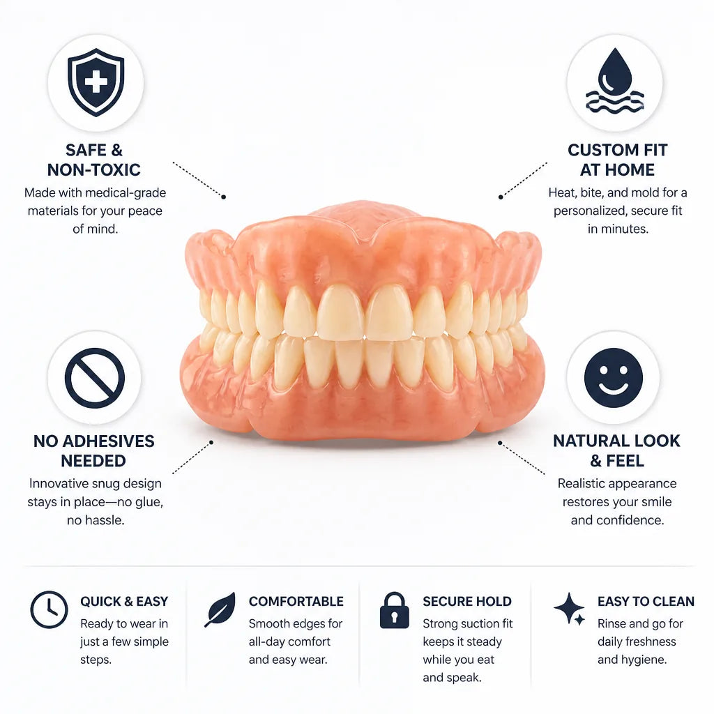Denture Set Heat-Forming Custom Fit No Adhesive Required