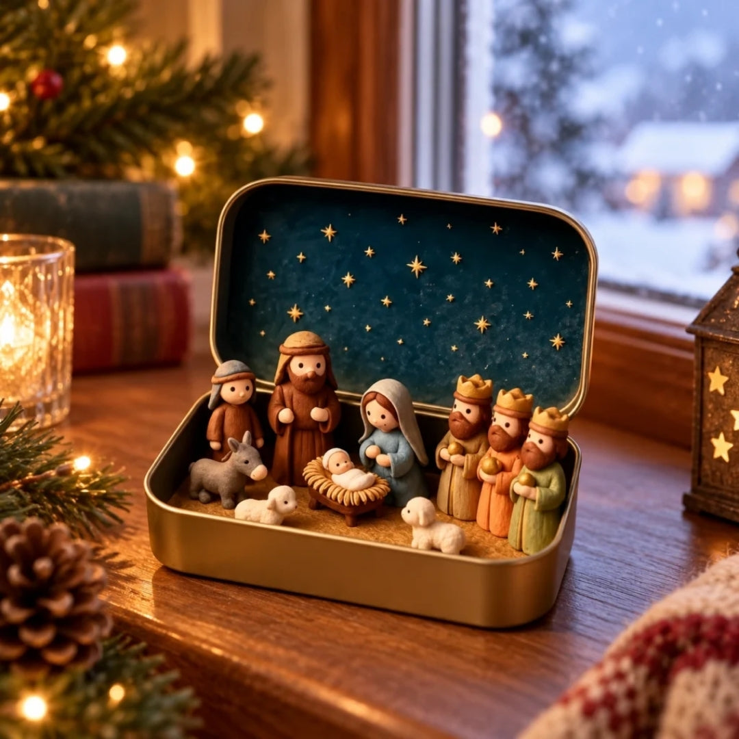 Nativity scene in a stylish storage box